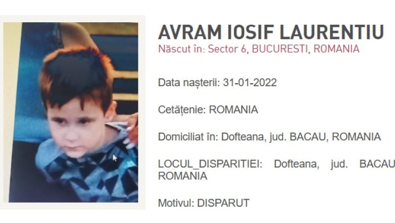 Incidentul minorului dispărut în județul Bacău
