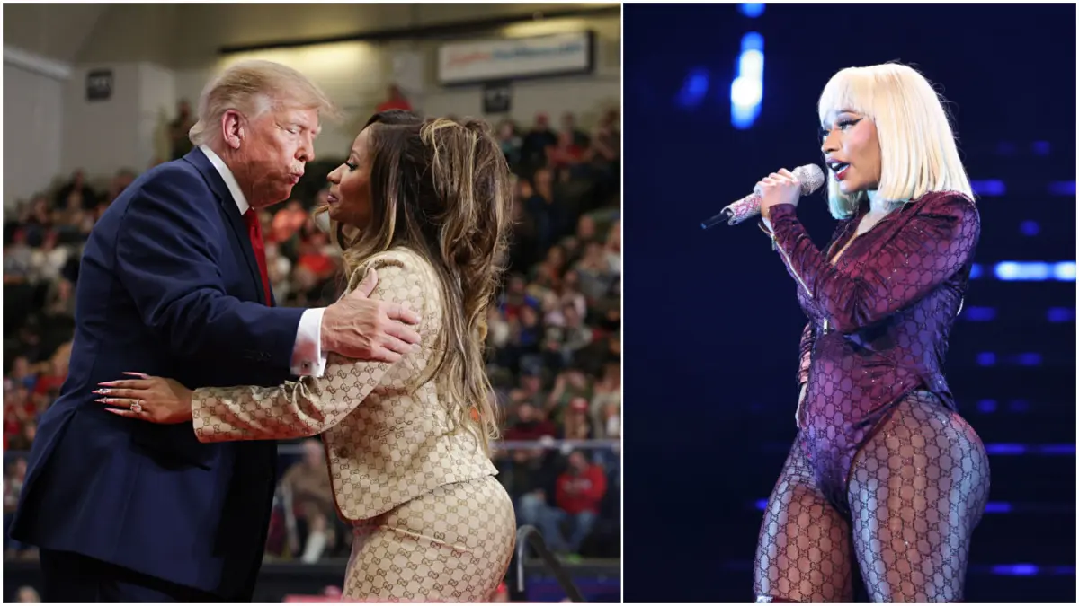 Donald Trump și Nicki Minaj la un miting în Michigan