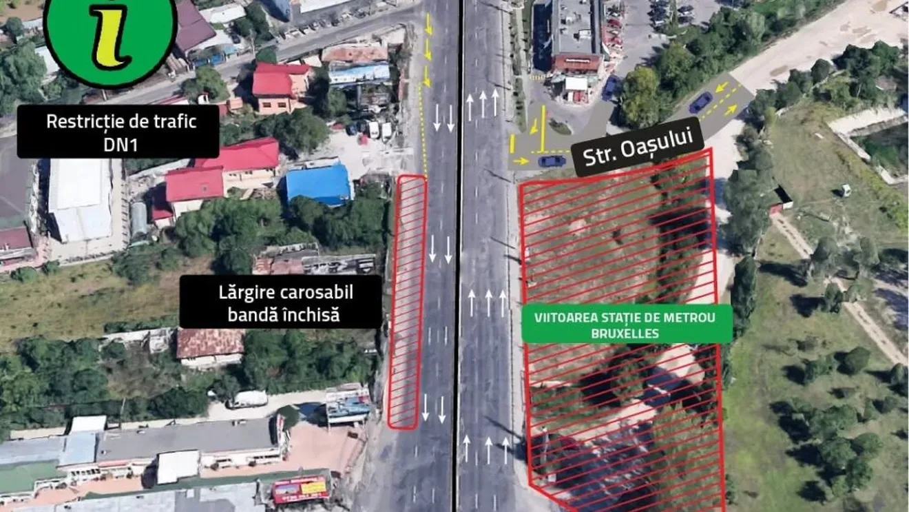 Restricții de trafic pe DN1 pentru lucrările de metrou