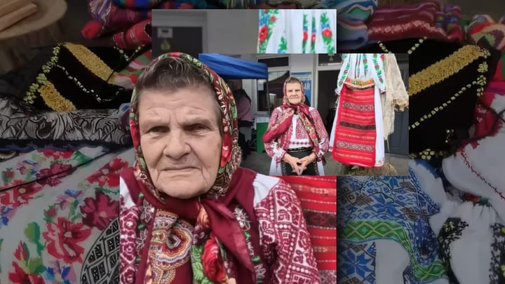 O femeie din Gorj coase costume populare la 87 de ani