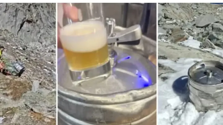 Recuperarea unui butoi de bere pierdut în Alpi