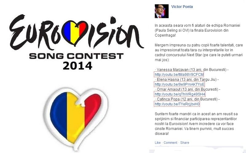 Ponta merge sa vada finala Eurovision
