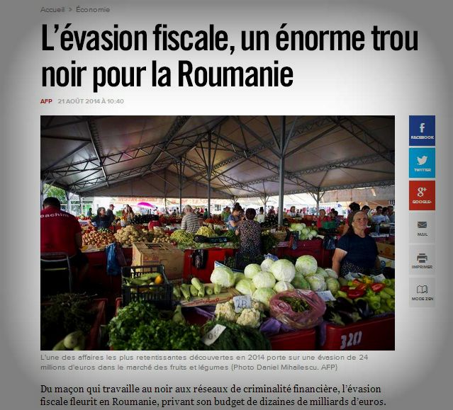 France Presse: Evaziunea fiscala infloreste in Romania si priveaza bugetul de stat de miliarde de euro