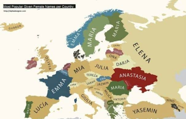 harta nume fete europa