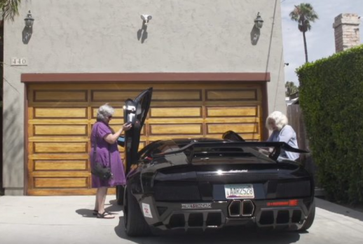 Lamborghini Murcielago, bunicute in lamborghini, video viral, donut media, los angeles