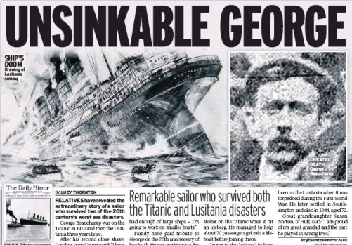George Beauchamp, marinar, noroc, titanic, lusitania, cel mai norocos marinar