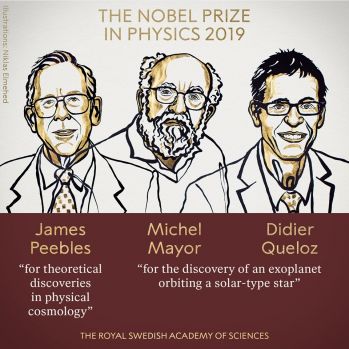 premiul nobel, fizica, premiul nobel 2019, mistere, evolutie, univers, James Peebles, Michel Mayor, Didier Queloz